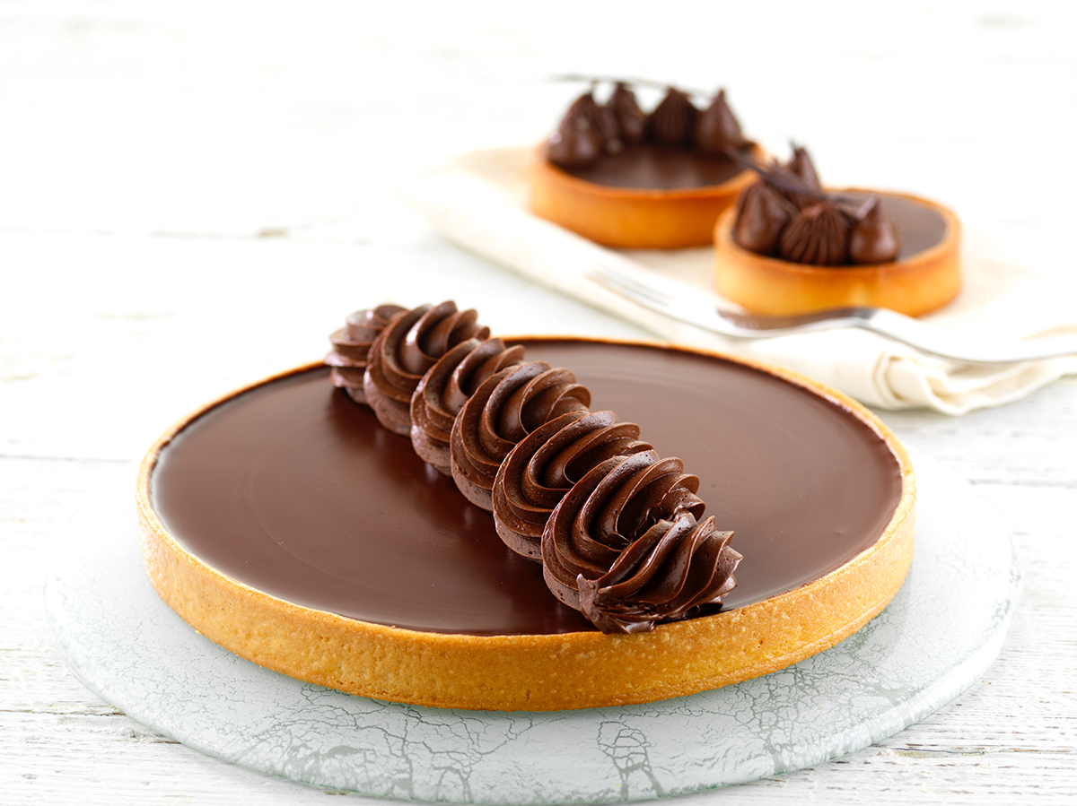 Photo d’une succulente tarte cacao chocolat.