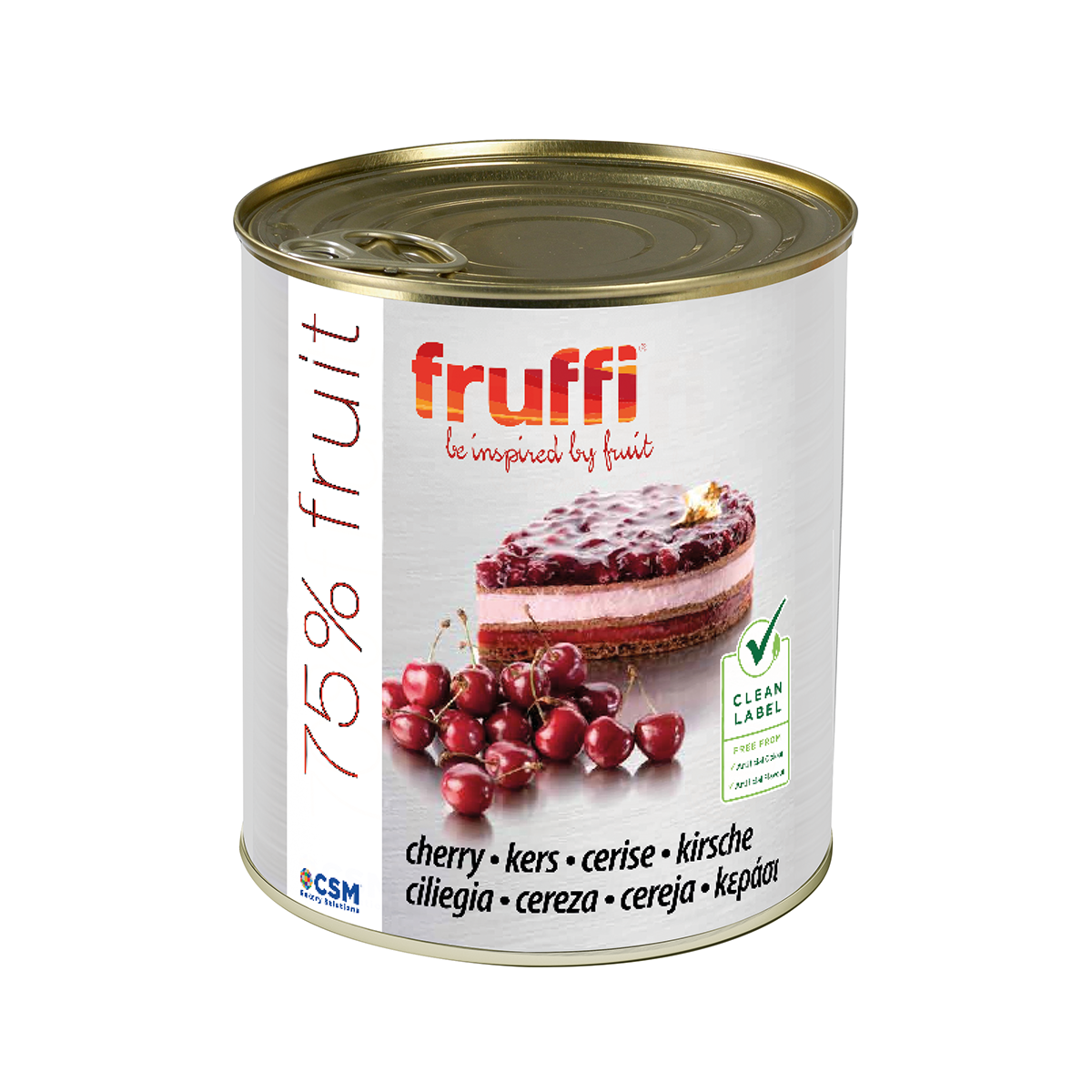 Photo du conditionnement en boîte métallique de 3,3 kg du fourrage aux fruits Fruffi Cerise de la marque Artisal.